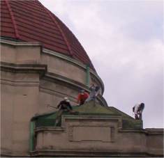 roof work on the columbarium dome